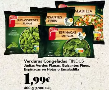 Findus - Verduras Congeladas Judías Verdes Planas, Guisantes Finos, Espinacas En Hojas O Ensaladilla