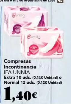ifa unnia - Compresas Incontinencia