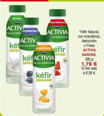 Activia - Kefir Natural, Con Arandanos, Melocoton O Fresa