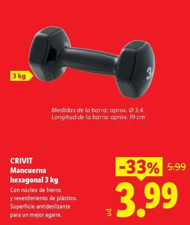 Crivit - Mancuerna Hexagonal 3 Kg