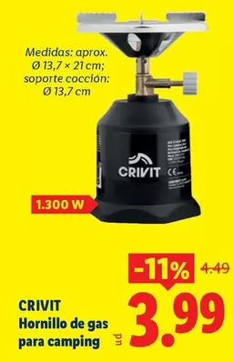 Crivit - Hornillo De Gas Para Camping