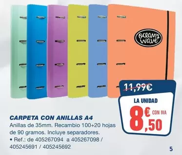 wave - Carpeta Con Anillas A4