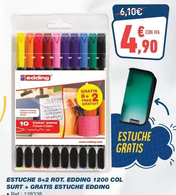 Edding - Estuche 8+2 Rot.  1200 Col Surt + Gratis Estuche