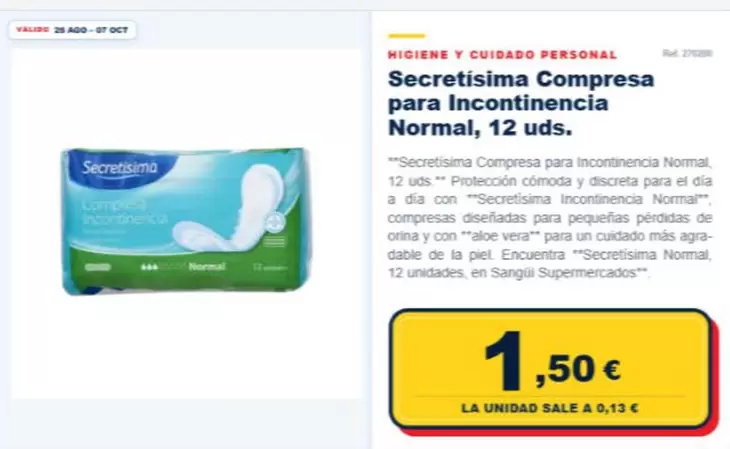 Secretísima - Secretisima Compresa Para Incontinencia Normal