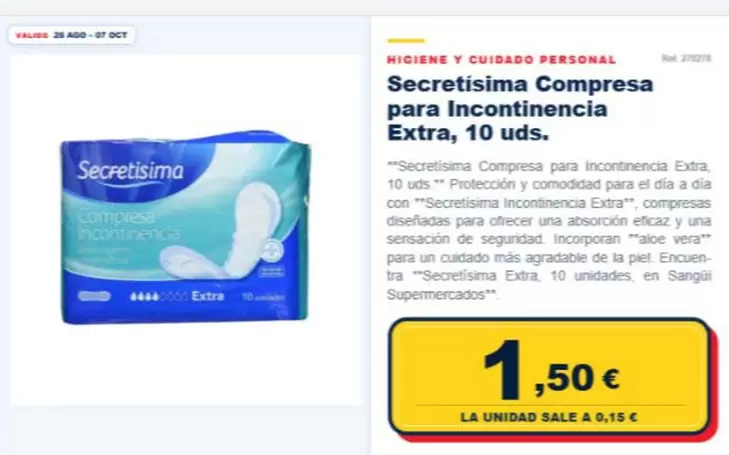 Secretísima - Compresa Para Incontinencia Extra