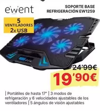Ewent - Soporte Base Refrigeracion Ew1259
