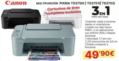 Canon - Pixma Multifunción TS3750I/TS3751I/TS3752I