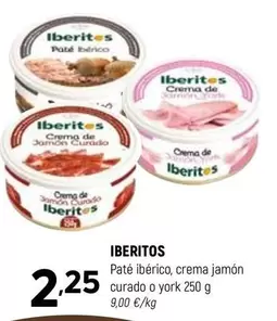 Ibéritos - Pate Iberico, Crema Jamon Curado O York