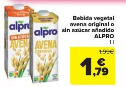 Alpro - Bebida Vegetal Avena Original O Sin Azucar Anadido