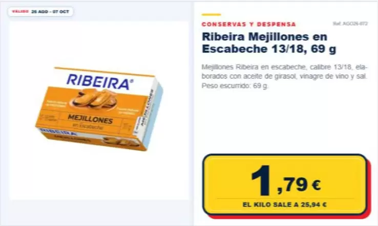 Ribeira - Mejillones En Escabeche