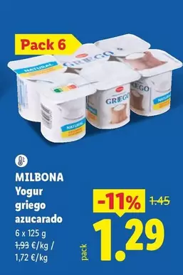 Milbona - Yogur Griego Azucarado