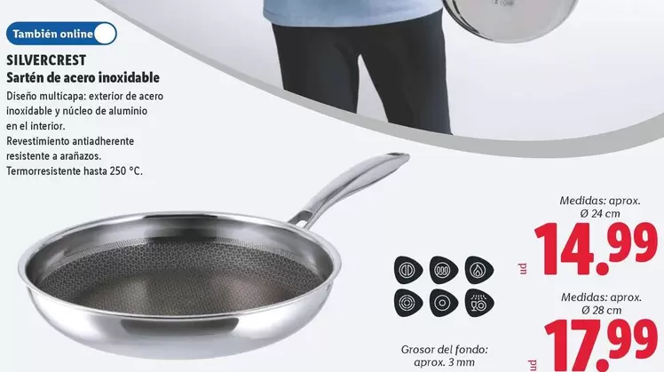 SilverCrest - Sartén De Acero Inoxidable