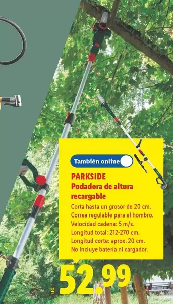 Parkside - Podadora De Altura Recargable