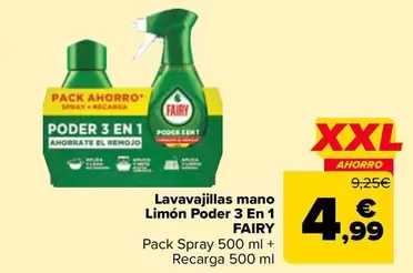 Fairy - Lavavajillas Mano Limón Poder 3 En 1