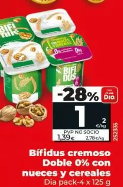 Dia - Bifidus Cremoso Doble 0% Con Nueces Y Cereales