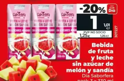 Dia Saborfera - Bebida De Fruta Y Leche Sin Azucar De Melon Y Sandia
