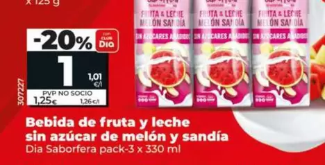 Dia Saborfera - Bebida De Fruta Y Leche Sin Azucar De Melon Y Sandia