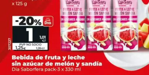Dia Saborfera - Bebida De Fruta Y Leche Sin Azucar De Melon Y Sandia