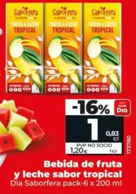 Dia Saborfera - Bebida De Fruta Y Leche Sabor Tropical