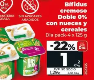 Dia - Bifidus Cremoso Doble 0% Con Nueces Y Cereales