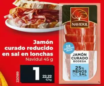 Navidul - Jamón Curado Reducido En Sal En Lonchas