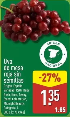 Uva De Mesa Roja Sin Semillas