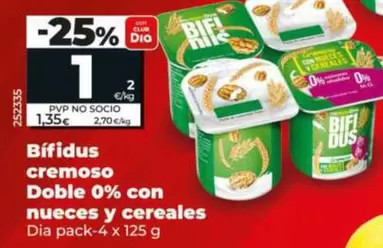 Dia - Bifidus Cremoso Doble 0% Con Nueces Y Cereales