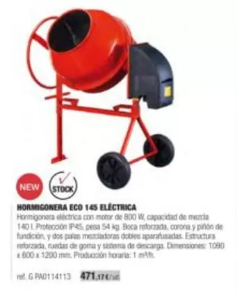 Hormigonera Eco 145 Eléctrica