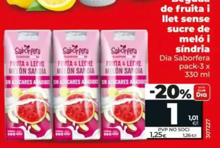 Dia Saborfera - Bebida De Fruta Y Leche Sin Azucar De Melon Y Sandia 