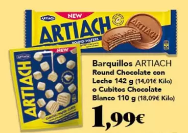 Artiach - Barquillos Round Chocolate Con Leche O Cubitos Chocolate Blanco