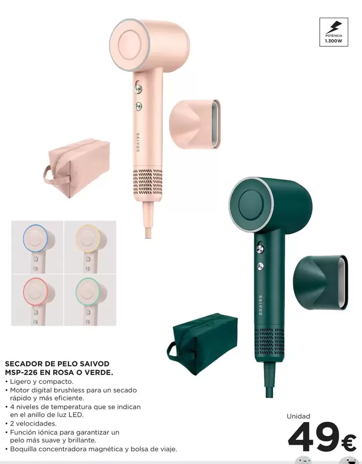 Saivod - Secador De Pelo Msp226 En Roga O Verde
