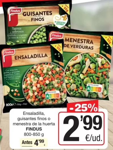 Findus - Ensaladilla, Guisantes Finos O Menestra De La Huerta