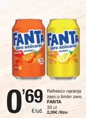 fanta - Refresco Naranja Zero O Limon Zero