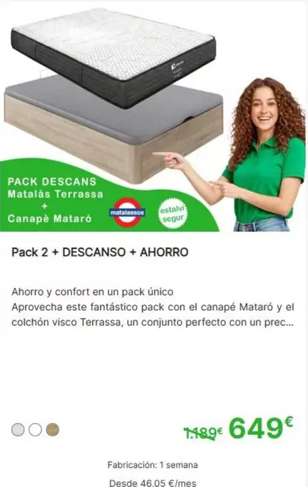 Pack Descans Matalàs Terrassa + Canapè Mataró