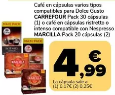 Carrefour/Marcilla - Café En Cápsulas Varios Tipos Compatibles Para Dolce Gusto O Café En Cápsulas Ristretto O Intenso Compatible Con Nespresso