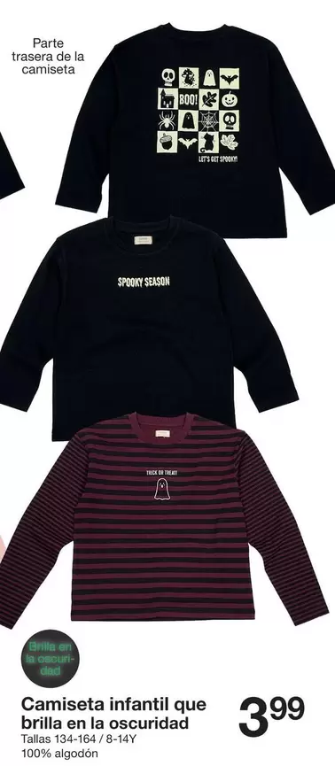 Zeeman - Camiseta Infantil Que Brilla En La Oscuridad