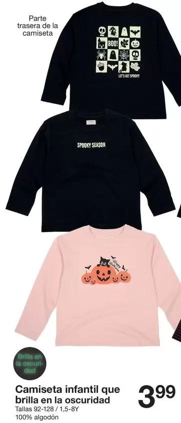 Zeeman - Camiseta Infantil Que Brilla En La Oscuridad