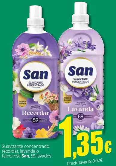 San - Suavizante Concentrato Recardal, Lavanda O Talco Rosa