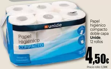Unide - Papel Higiénico Compacto Doble Capa