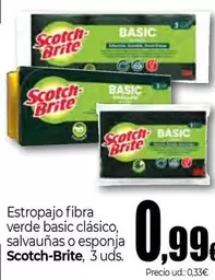Scotch-Brite - Estropajo Fibra Verde Basic Clasico, Salvaunas O Esponja