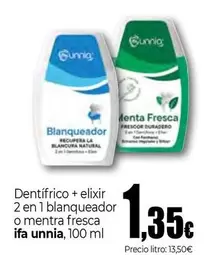 Ifa Unnia - Dentifrico + Elixir 2 En 1 Blanqueador O Mentra Fresca