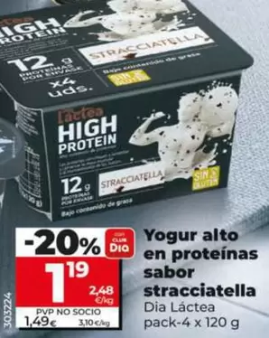 Dia Lactea - Yogur Alto En Proteínas Sabor Stracciatella 