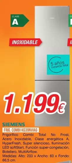 Siemens - Frigorifico Combi Kg30lvaig
