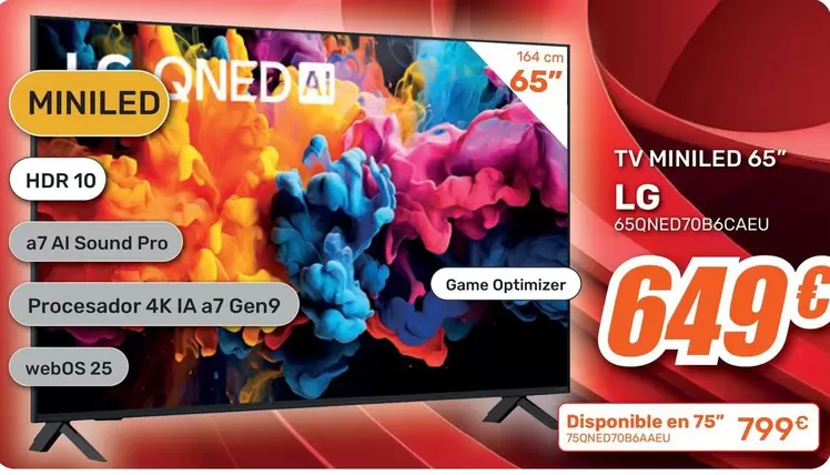LG - TV QNED Miniled 65" 65QNED70B6CAEU