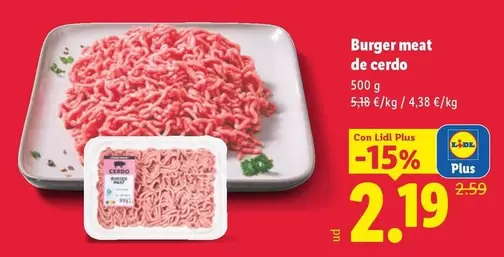 Burger Meat De Cerdo