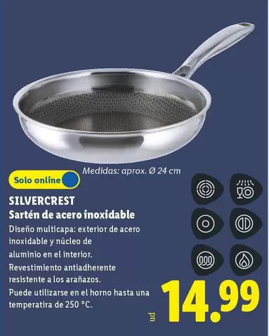 SilverCrest - Sarten De Acero Inoxidable