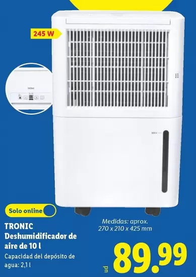 Tronic - Deshumidificador De Aire De 10L