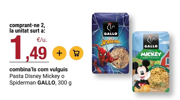 Gallo - Pasta Disney Mickey O Spiderman