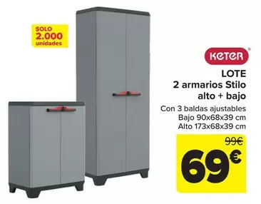Keter - Lote 2 Armarios Stilo Alto + Bajo