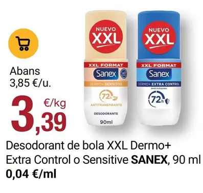 Sanex - Desodorant De Bola Xxl Dermo+ Extra Control O Sensitive